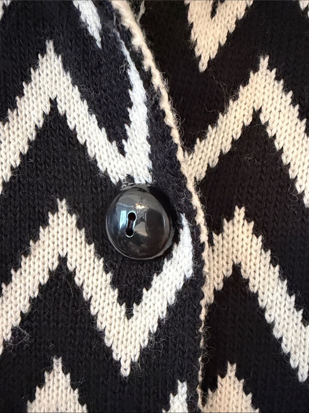 GIOGIO Black & White Gorgeous Chevron Knit Sweater- Women's Button Front Jacket - Picture 5 of 9